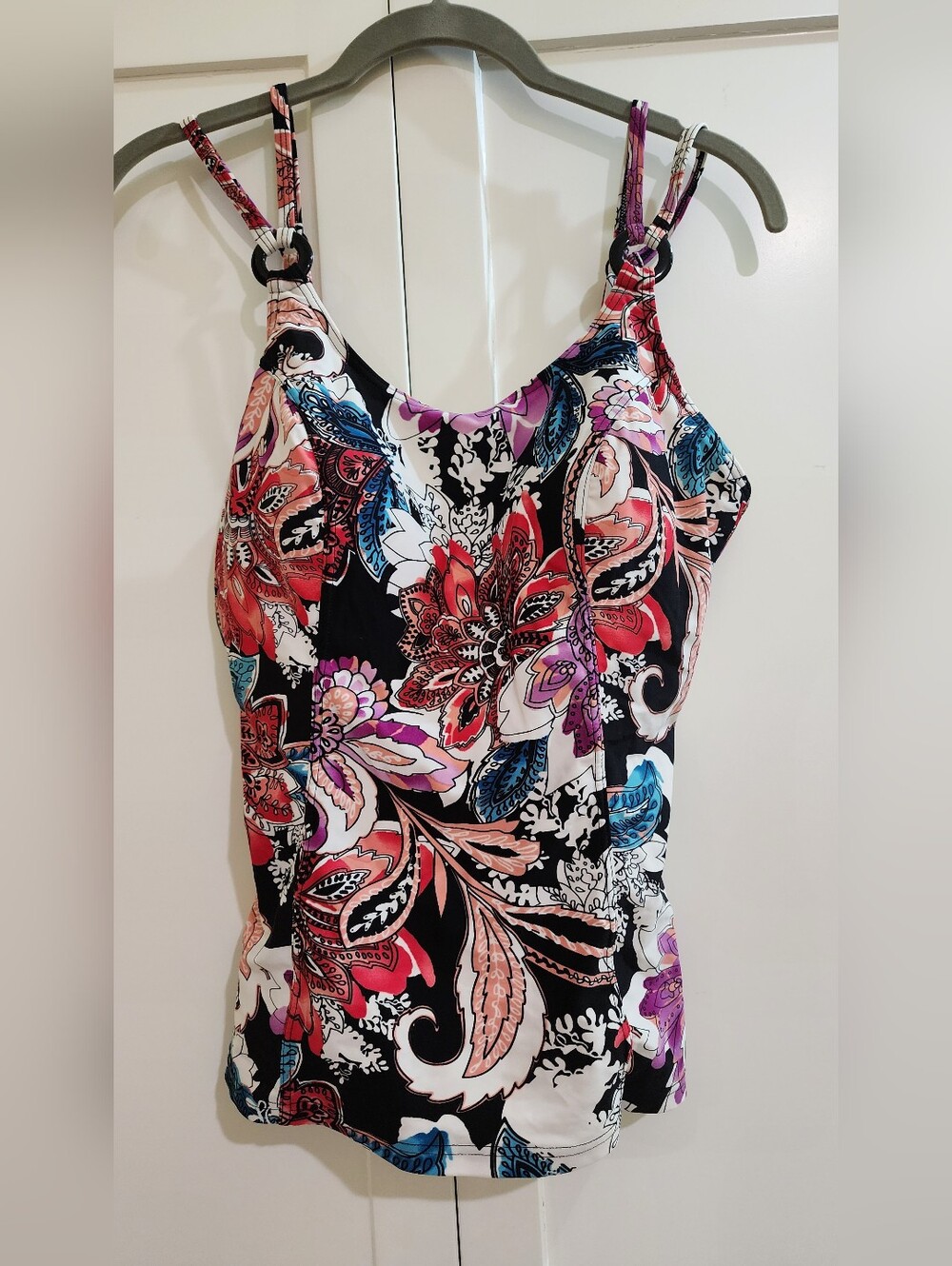 Silhouette Black Multicolor Paisley-Print Tankini with Rings